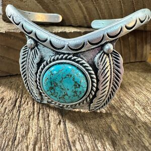 Turquoise Cuff Bracelet - Elegant Natural Stone Design, Western Boho, Ships in